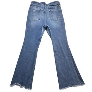 KanCan Medium Blue Flare Jeans with Raw Hem